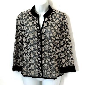 Talbots Petites flower embroidery button down blazer